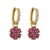 Buy cheap Brass Jewelry Micro Pave 18k Gold Earrings Zircon Crystal Colored Diamond Flower Drop from wholesalers