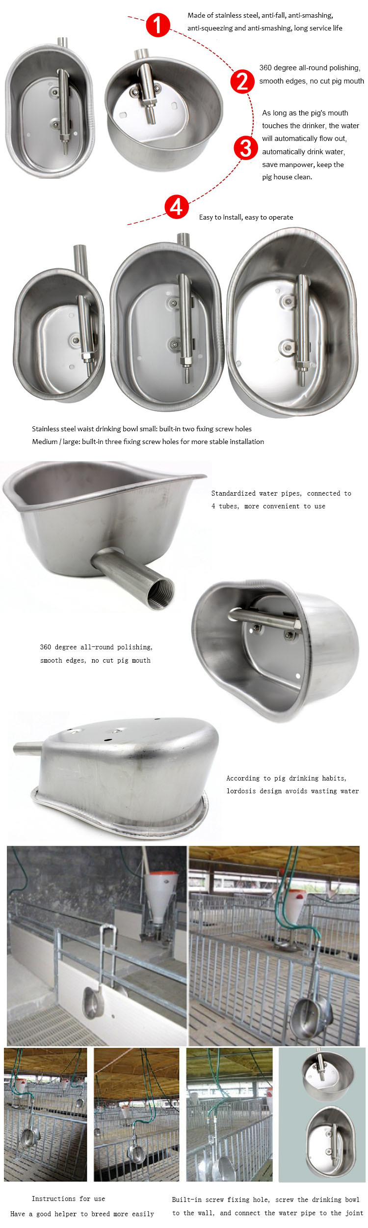 CE Automatic Water Drinker Pig Water Bowl