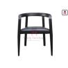 Buy cheap Leather Upholstered Ash Wood Dining Chair Black Lacquered Curved Backrest from wholesalers