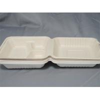 Buy cheap 8" 9" 3 Compartment Biodegradable Food Boxes Bagasse Hinged Container product