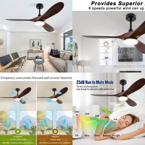Manufacturer Modern Energy Saving Indoor Fan Lamp Decoration Plywood Blades Remote Control 48inch Modern Led Ceiling Fans