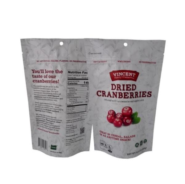 Buy cheap Dried Cranberries Stand Up Zipper Pouch Resealable Packaging Bag 1000g 2kg ISO 9001 from wholesalers
