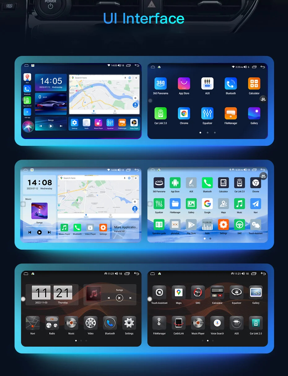 Universal Year 2000*1200 Android Screen Car GPS Navigation System with Built-in ROHM DSP