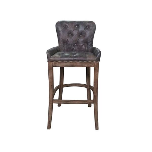 Buy cheap Martine Tufted Back Leather Counter Stool Chair With Wooden Legs from wholesalers
