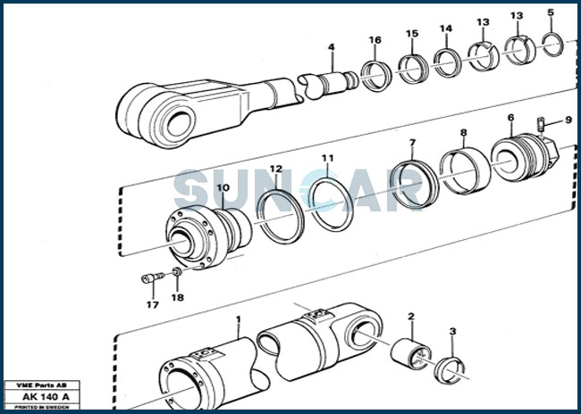 VOE 11990396 VOE11990396 Lifting Cyllinder Seal Kit For L180 / L180C SUNCARSUNCARSUNCARSUNCARVOLVO 0