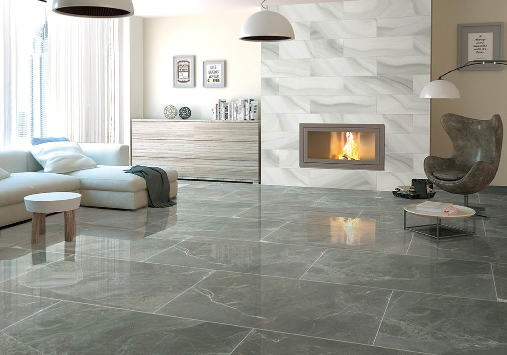 12mm Thickness Porcelain Floor Tile Marble Look For Bedroom / Living Room