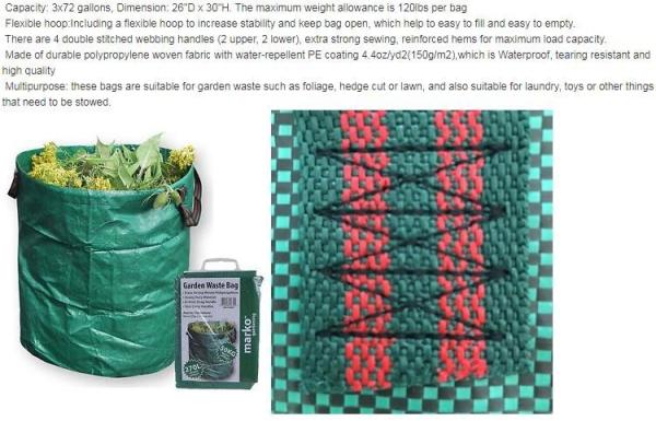 Buy cheap 272L PP new material durable leaf collection garden waste bag,Garden Waste Bags Lawn Leaf Bag 32 gallons, bagplastics, p from wholesalers