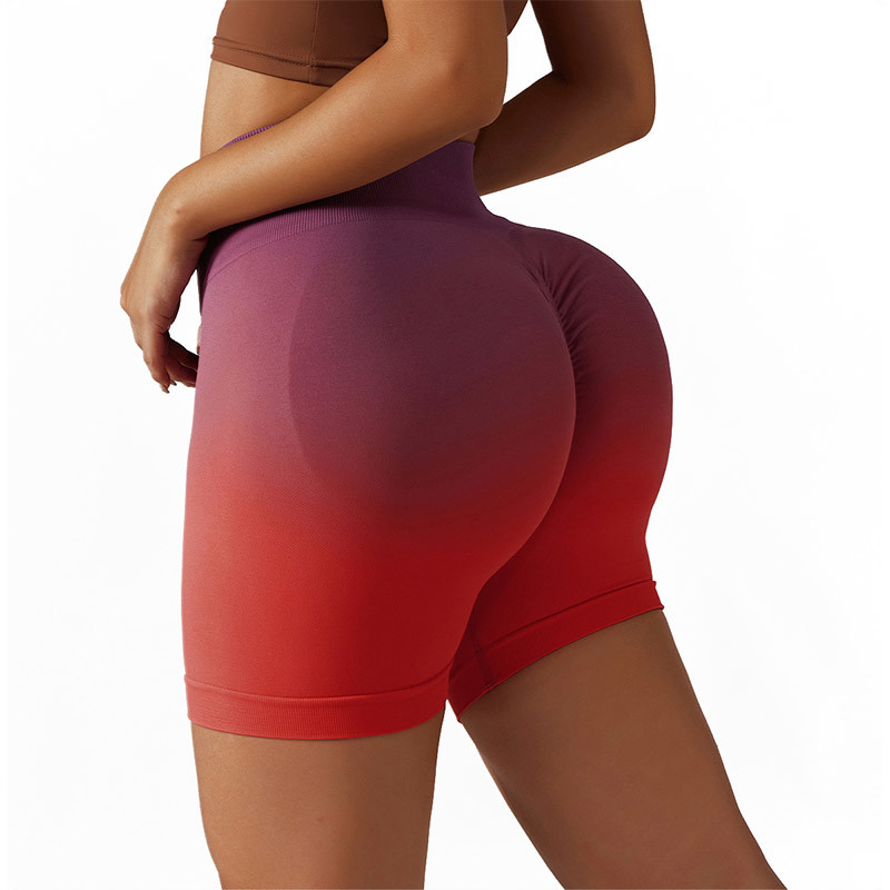 European American OEM Gradual Color Breathable Tight High Waist Stretch Yoga Shorts