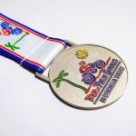 2.5 Inch Round Metal Sports Medal With Heat Transferred Ribbon Matte Nickel