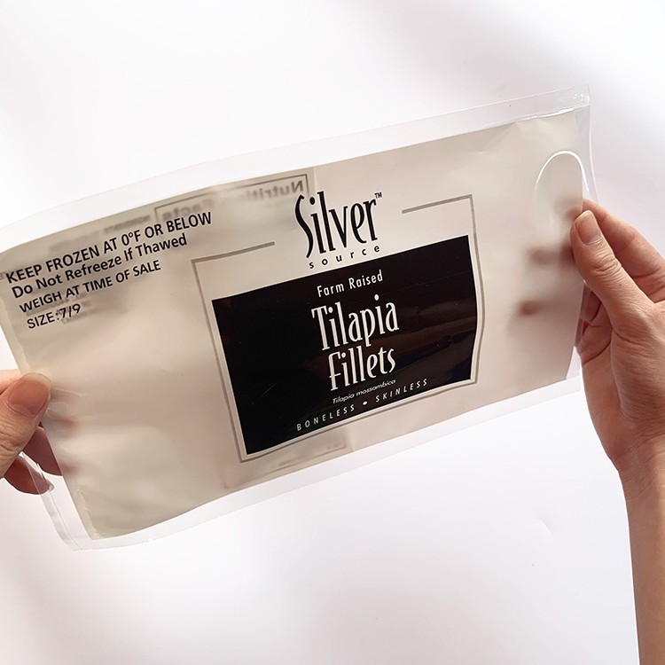 2.5 Mil To 10 Mil Three Side Seal Pouch For Frozen Fish , Nylon PE 3 Side Seal Sachet