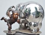Modern Outdoor Metal Figure Sculpture , Stainless Steel Animal Sculpture