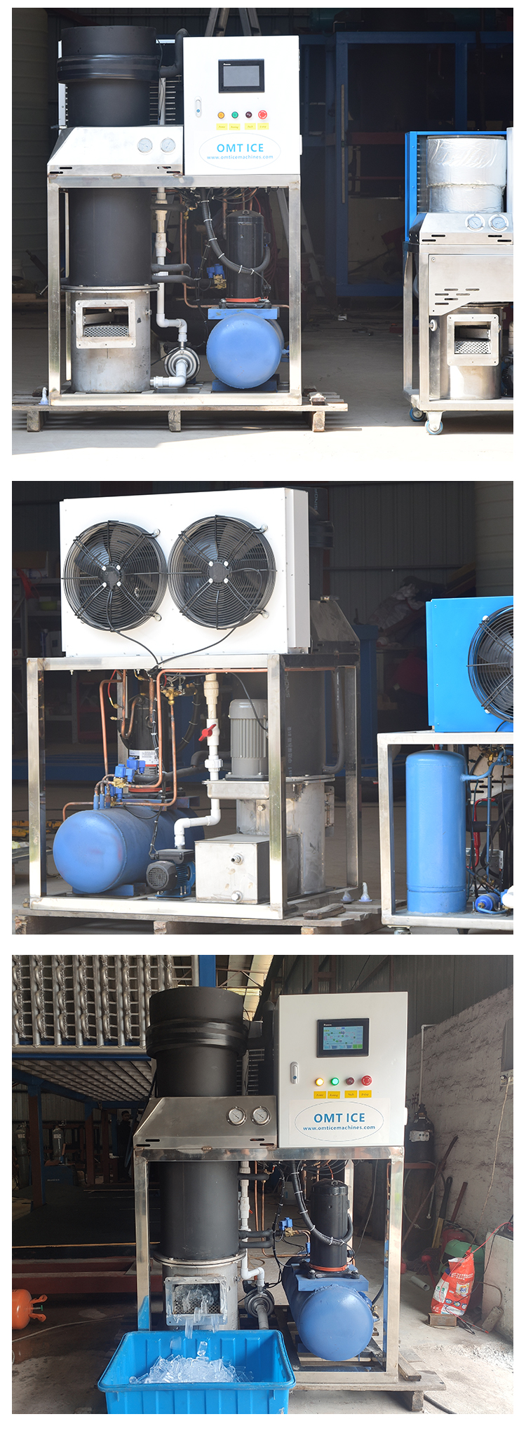 0.5 T/day Tube Ice Machine With Competitive And Automatic Ice Packer For Ice Production And 500KG Ice Storage Capacity