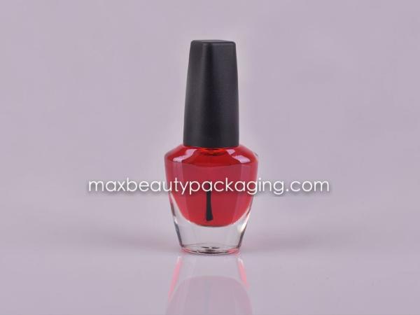Buy cheap matte black nail polish cap 12ml nail polish bottle flat brush plastic cosmetic nail polish packaging from wholesalers