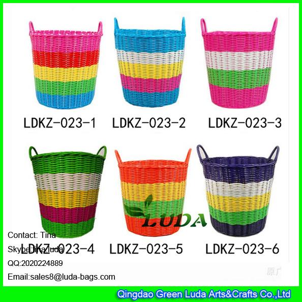 Quality LDKZ-033 Various candy color storage basket pp tute woven home straw laundry basket for sale