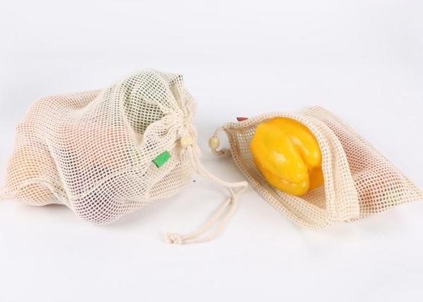 Buy cheap Supermarket Cotton Mesh Bag , Organic Cotton Reusable Produce Bags Breathable from wholesalers