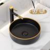Buy cheap Countertop Ceramic Round Ceramic Wash Basin Matte Shiny Black Color from wholesalers