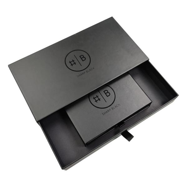 Buy cheap Logo Silver Foil/UV Finish Drawer Box Jewelry Paper Box for Custom Black end Gift from wholesalers