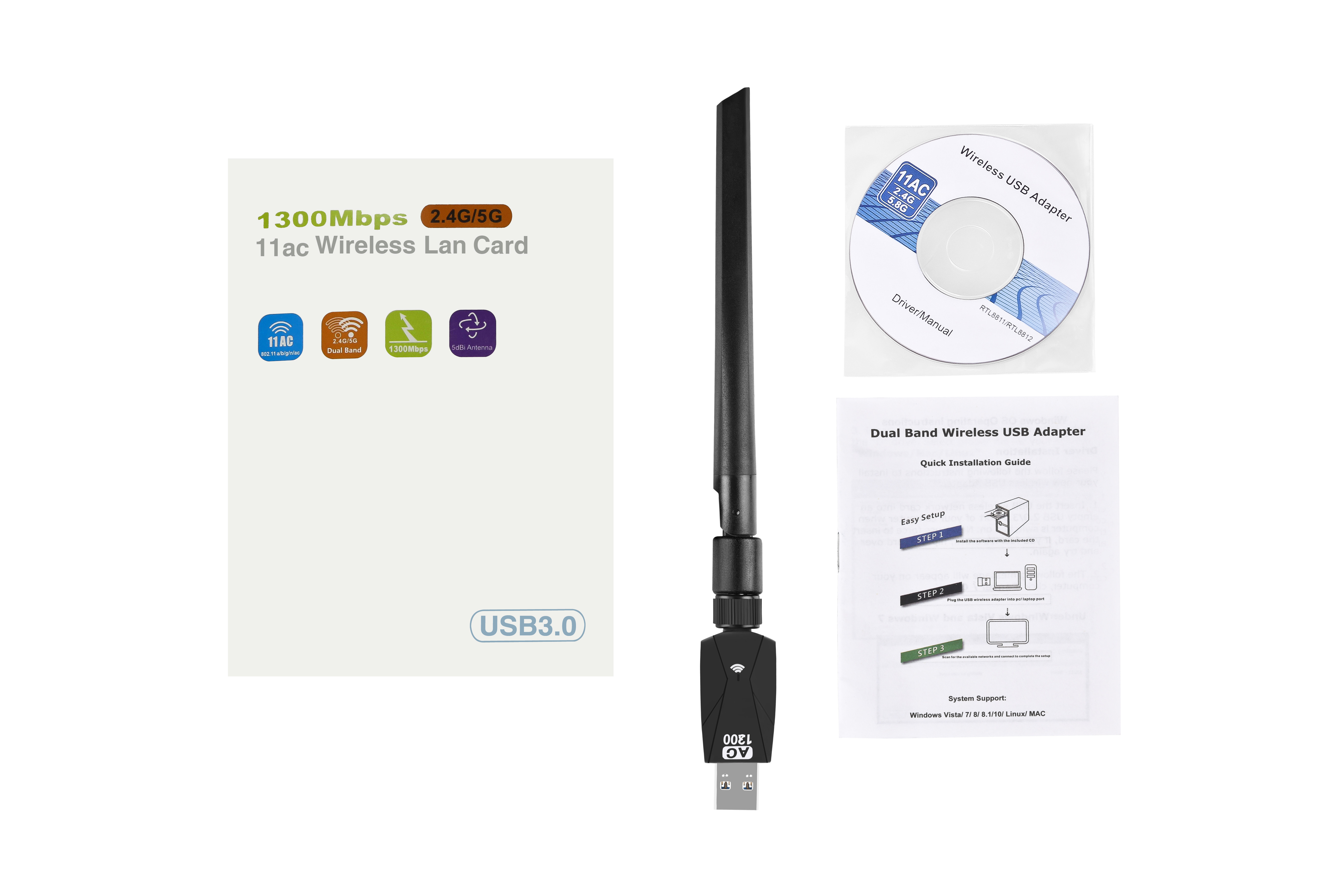 5GHZ/866Mbps Usb Wifi Adapter With External Antenna Connector