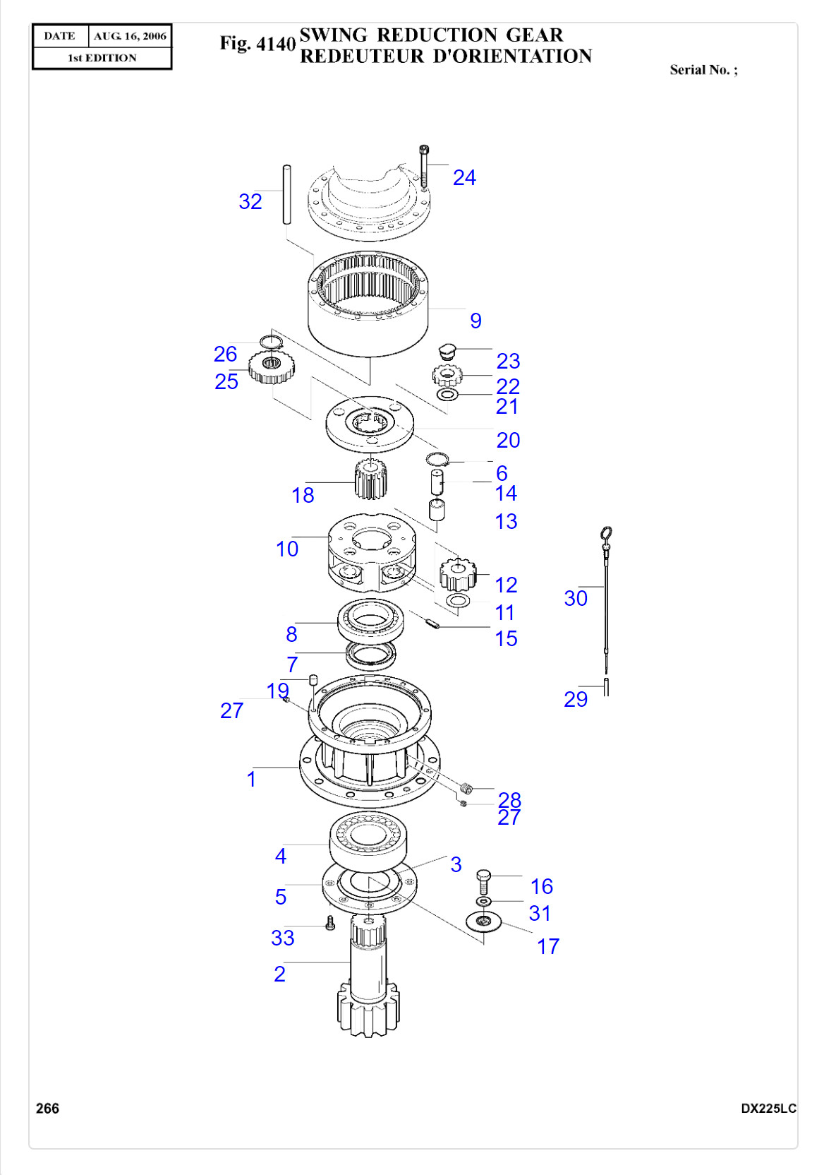 130426-00010 404-00097C Excavator Swing Gearbox DH225-7