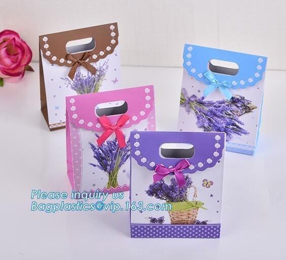 Luxury Black Rectangle Kraft Paper Pouches Gift Shopping Bags Party Carrier