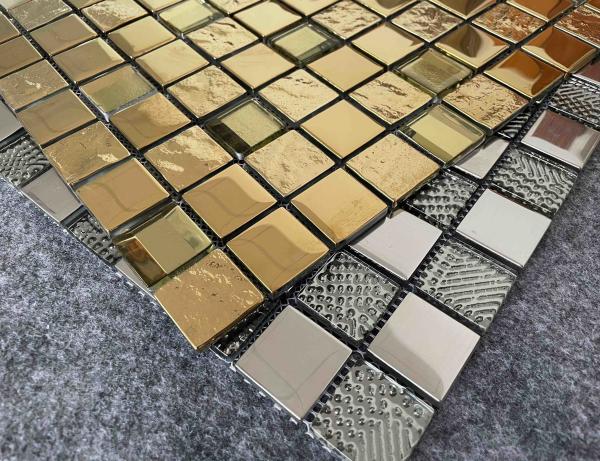 Buy cheap ISO13006 Mildewproof Decorative Mosaic Tiles Golden Sliver Metal Glazed Wall 6mm from wholesalers