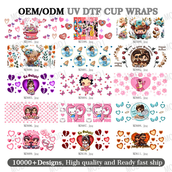 Factory Custom UV DTF 16oz Cold Cup Wrap Transfers Transfer Printing Designs Ready To Ship For Cups
