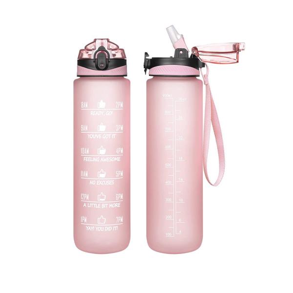 Leakproof bpa free sports 32oz plastic portable tritan water bottle with time
