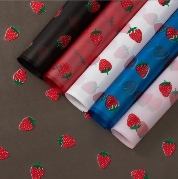 Buy cheap Wholesale of foreign trade brushed strawberry matte waterproof flower wrapping paper, flower art packaging, semi-transparent flower paper materials from wholesalers