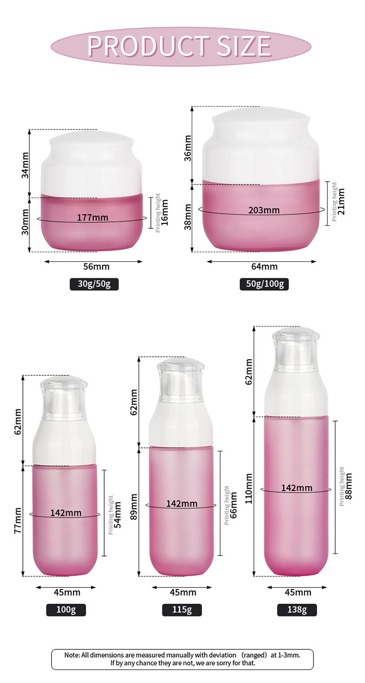 Luxury Pink Skincare Cosmetic Packaging sets Face Cream Lotion Bottles 138ml