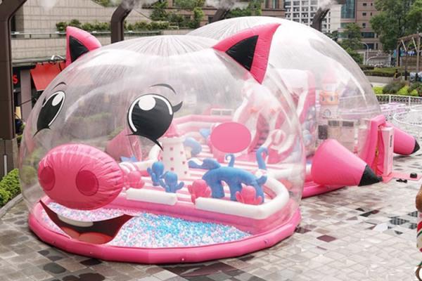 Buy cheap Commercial Pink Pig Inflatable Playground With Bubble Tent Cover from wholesalers