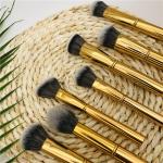Soft Bristles Synthetic Fiber Makeup Brushes Set Gold Metal Handle Ferrule