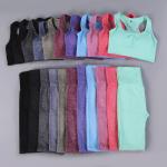 Nylon Women's Yoga Apparel Set Gym Yoga Clothes Fitness Leggings + Cropped