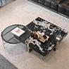 Buy cheap Marble Round Tea Serving Table With Stainless Steel Shelf from wholesalers