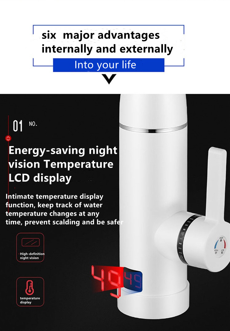 Digital Control Kitchen Hot Water Tap RoHs Single Handle Faucet 220V