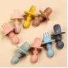 Buy cheap FDA LFGB BPA Approved Silicone Cutlery Set Baby Training Spoon Fork Round Handle Soft Scoop from wholesalers