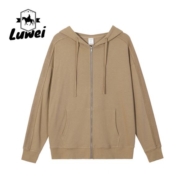 Buy cheap Streetwear Custom Gym Sports Premium Heavyweight Zip Plain Moletons Cotton Sweatshirt Oversize White Bulk Felpa Hoodie from wholesalers