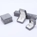 Grey Round Corner Pearl Ornament Velvet Jewelry Box Luxury Jewellry Packaging