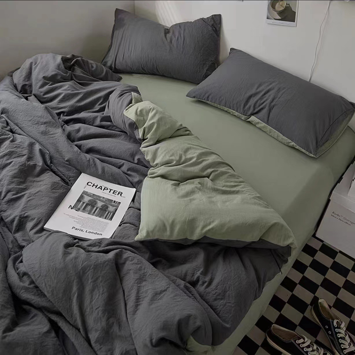 Reactive Printing 4 Piece Polyester Bedding Set with 2 Pillowcase Zipper Direct Supply