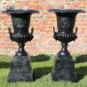 Buy cheap Large black Garden Cast Iron Planters Urns Metal classic Flowerpots from wholesalers