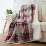 Christmas Tartan Flannel Blanket Sets Sustainable Plaid Sofa with Custom