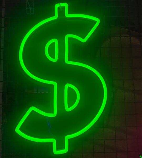 Quality Dollars neon sign handmade green color money neon sign for sale