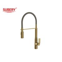Buy cheap Brushed Golden Brass Kitchen Sink Faucets Single Lever product