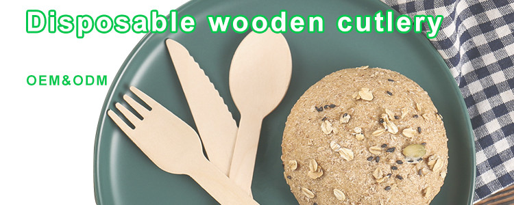 Disposable Wooden Spoon Fork Knife Biodegradable Wood Tableware Cutlery Set