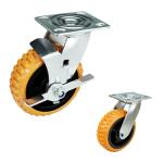 6 Inch PVC Hollow Core Swivel Heavy Duty Casters Orange Color Wheels