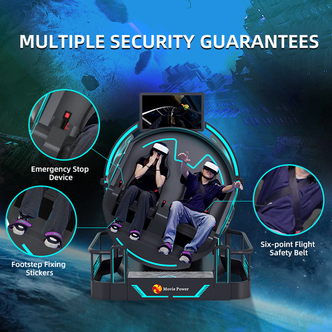 Smart Control VR 360 Flying Cinema 2 Seats 9D VR Roller Coaster Simulator