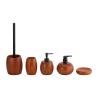 Buy cheap Brown Ashwood Bathroom Countertop Accessories Round Shape Black Pump Toothbrush Cup Bathroom Kits Soap Dispenser from wholesalers