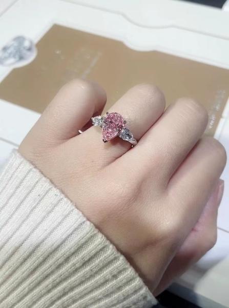 Buy cheap Jewelry Design Lab Diamond Jewelry Pink Pear Engagement Ring Wedding Ring Custom-made from wholesalers