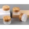 Buy cheap Luxury Cream Frosted Glass Cosmetic Jar 15g With Wooden Lids 42cm Wide from wholesalers