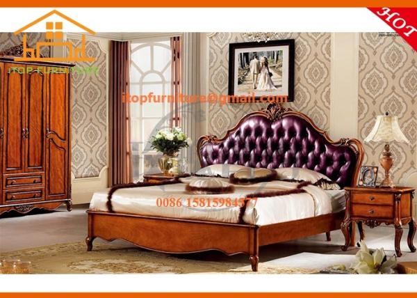 Quality American style New classic luxury hand carved solid ash wood bedroom furniture set for sale