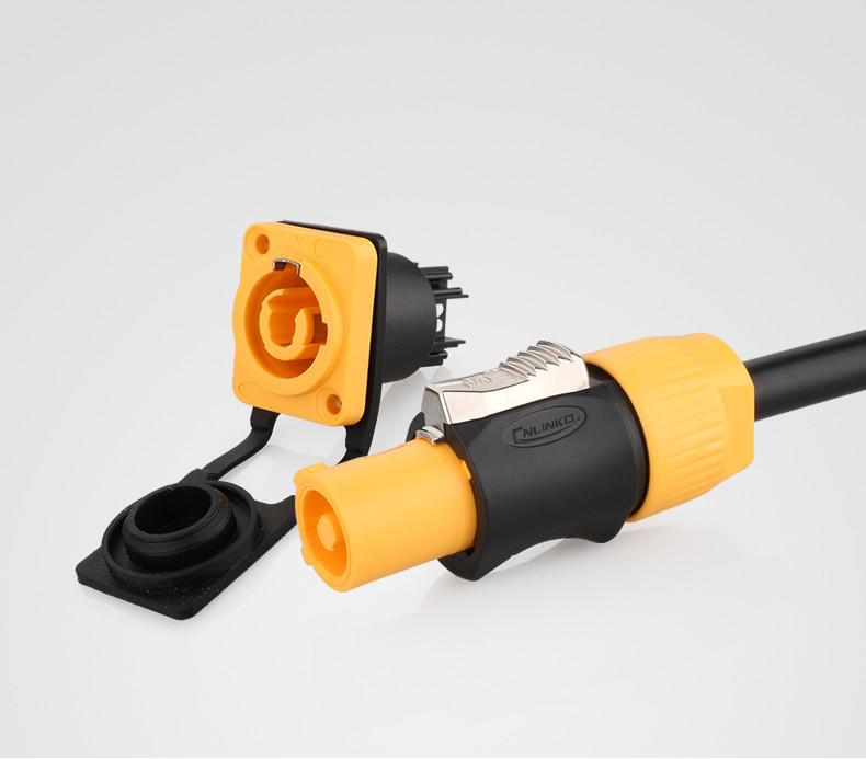 Quick Lock Circular Connectors Speaker Welding Cable, 3 Pin Powercon Clamping Wire Male Plug Female Socket IP65
